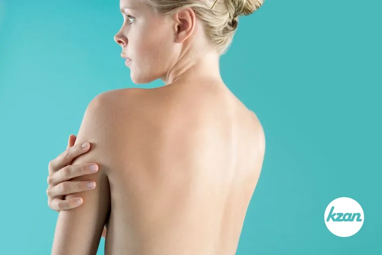 Close up view of a woman's bare back.