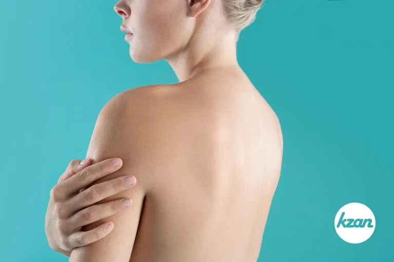 Close up view of a woman's bare back.